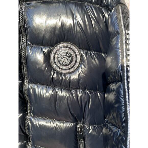 SWITCH REMARKABLE Men’s Puffer Coat Jacket Studded Insulated Fur Hood Black XL - Picture 4 of 12